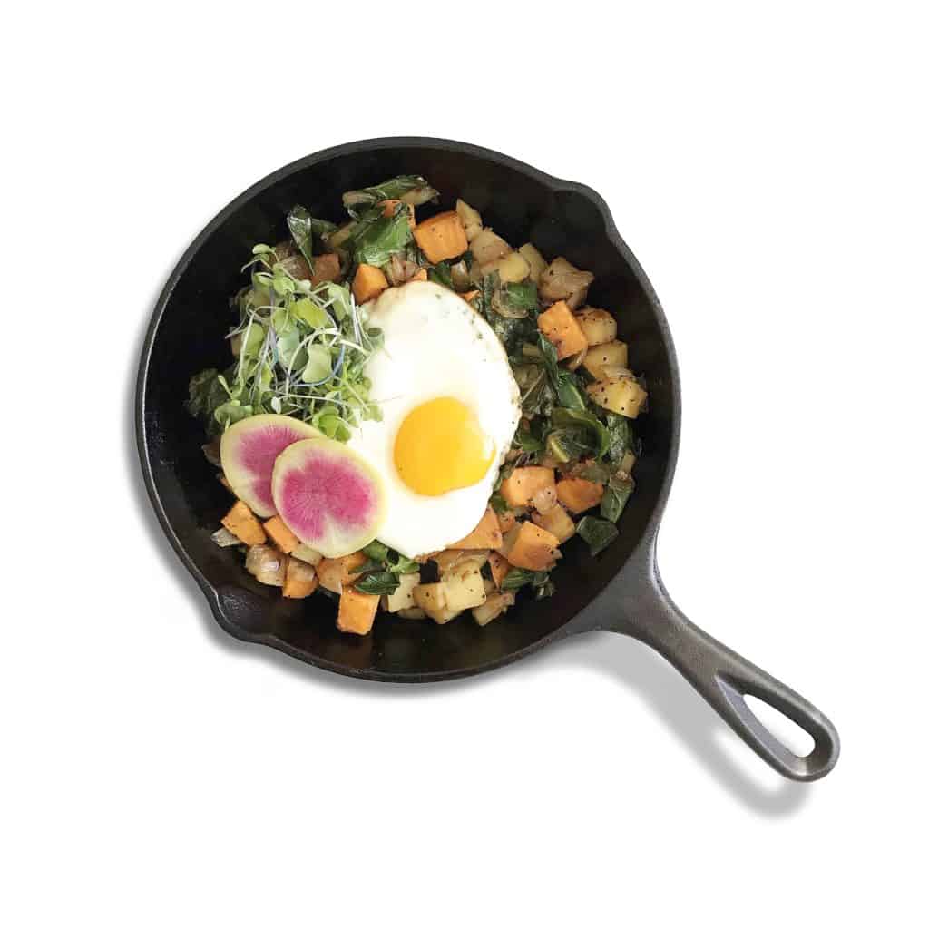 breakfast hash in cast iron skillet