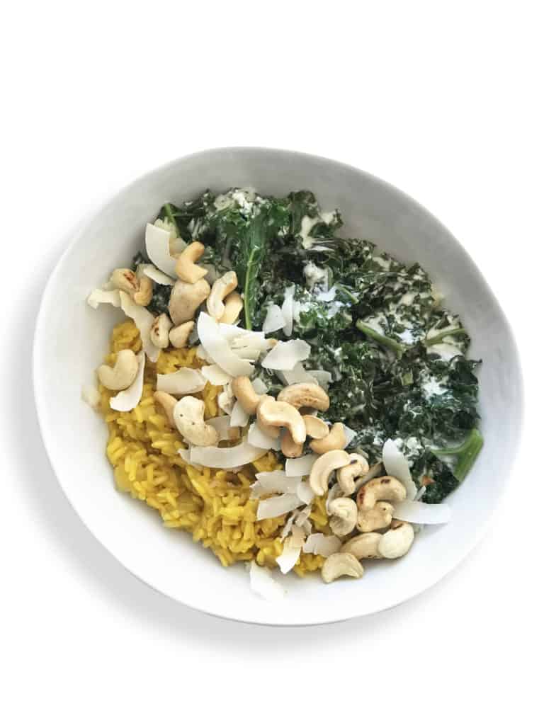 Coconut Kale Bowl with Anti-Inflammatory Turmeric Rice - Chef Whitney Aronoff | Starseed Kitchen