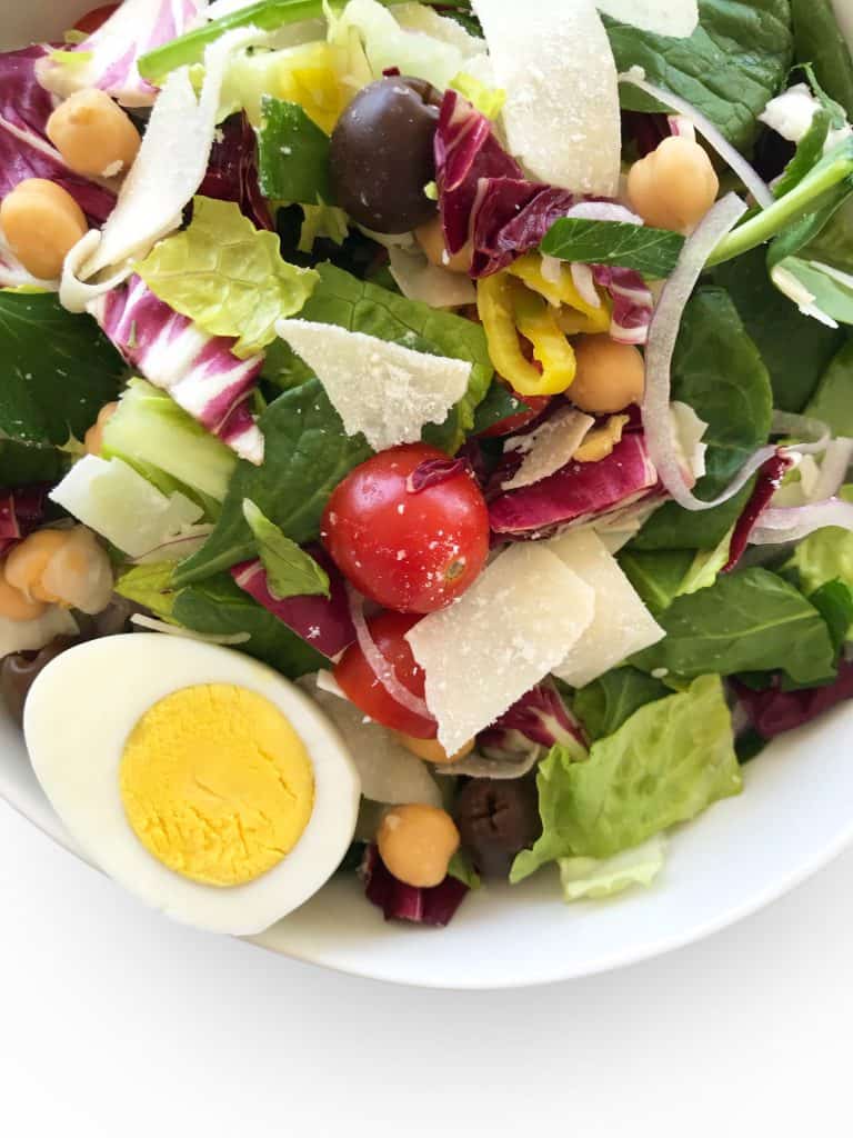 Italian Green Salad with parmesan, garbanzo beans and cherry tomatoes - Chef Whitney Aronoff | Starseed Kitchen