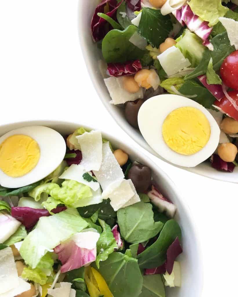 Italian Green Salad with parmesan, garbanzo beans and cherry tomatoes - Chef Whitney Aronoff | Starseed Kitchen