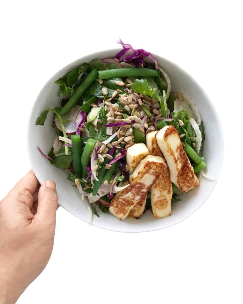 Lemony Fennel Salad with Green Beans & Fried Halloumi - Chef Whitney Aronoff | Starseed Kitchen