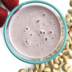 Thick and creamy sugar free cashew milk with strawberry