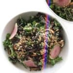 Massaged Kale Salad with Shiitake Mushroom Bacon and Tamari Lemon Dressing