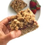 Healthy Low Sugar Oat Bars with Strawberry Jam