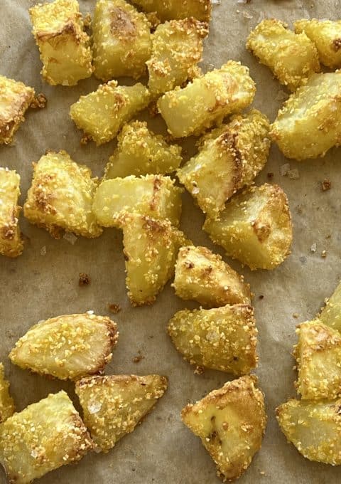 crispy roasted potato recipe with nutritional yeast