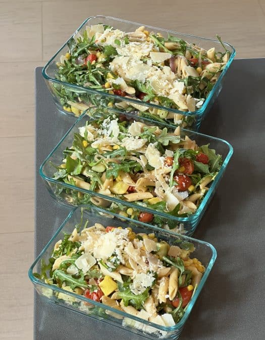 Gluten Free Pasta Salad with sautéed vegetables