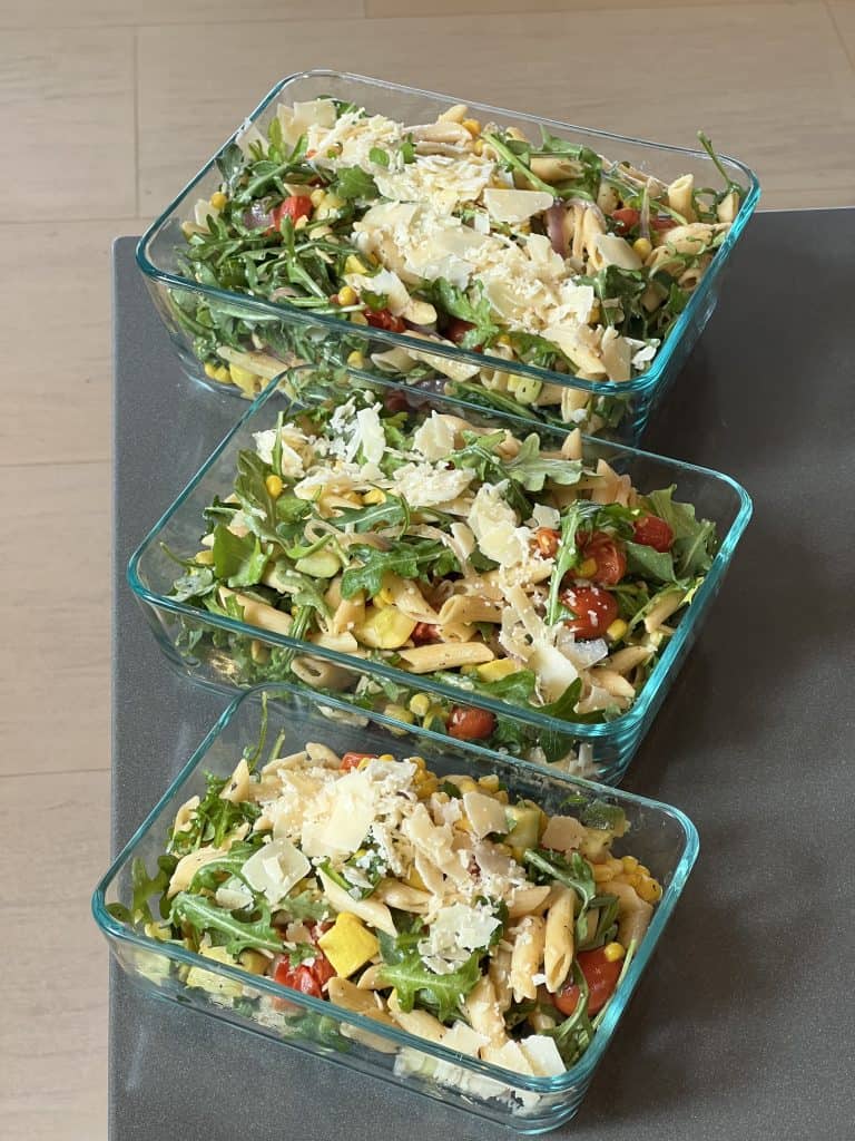 Gluten Free Pasta Salad with sautéed vegetables