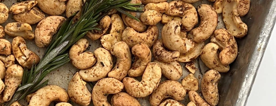 Roasted Cashews with Starseed Kitchen 11 Magic Herbs & Spices and rosemary