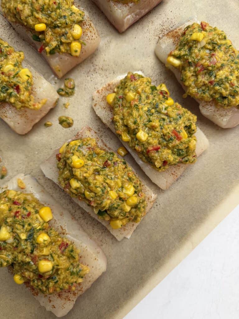 Corn crusted baked halibut recipe