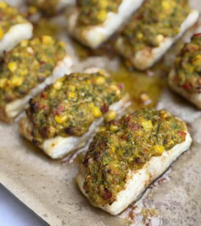 Corn crusted baked halibut recipe