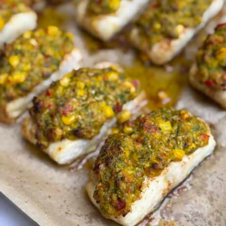 Corn crusted baked halibut recipe